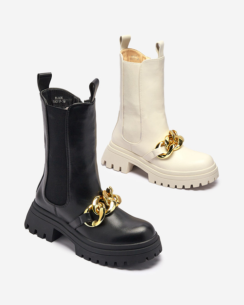 Жіночі черевики з ланцюжком бежевого кольору Evves- Footwear