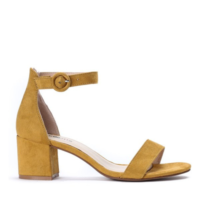 Żółte sandałki na niskim słupku Madeleine - Obuwie
