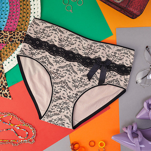 Трусики жіночі з принтом, бежевий колір PLUS SIZE- Нижня білизна