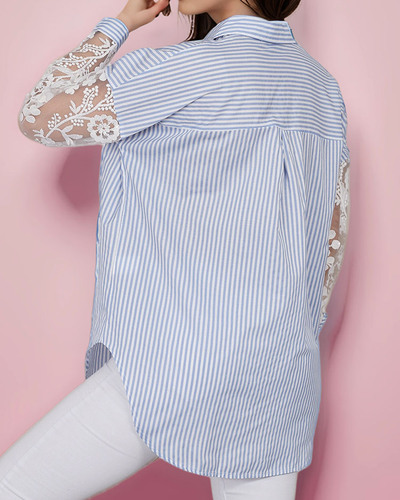 Royalfashion Dámská pruhovaná košile s krajkou