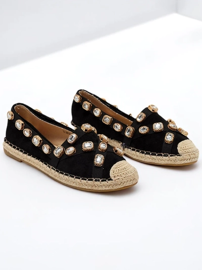 Černé dámské espadrilky s krystaly Wamba - obuv