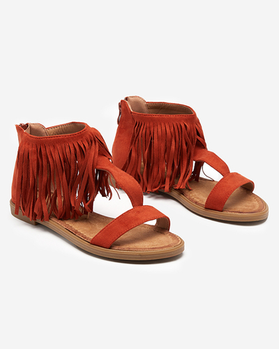 Dámské sandály s třásněmi v červenohnědé barvě Clov- Footwear