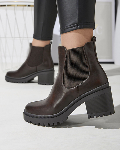 OUTLET Темно-коричневі жіночі черевики на стійці Foccillo- Footwear