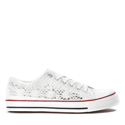 Białe trampki z koronkowym wykończeniem Envine - Obuwie