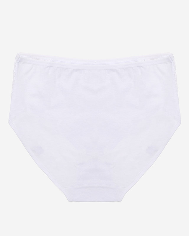 Dámské bílé bavlněné kalhotky s krajkou PLUS SIZE - Spodní prádlo