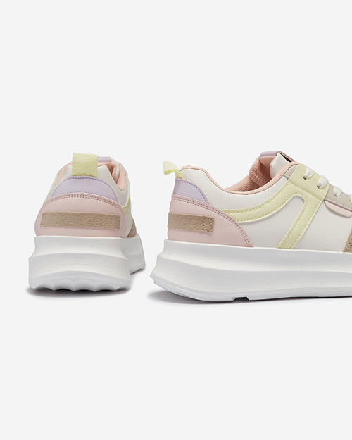 Жіночі повсякденні спортивні туфлі з екошкіри білого кольору з різнокольоровими вставками Netiris - Взуття