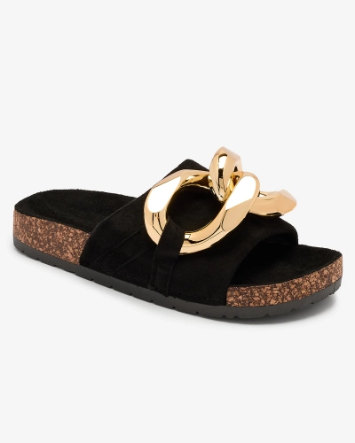 Royalfashion Dámské žabky s plastovým řetízkem v černé barvě Opikri