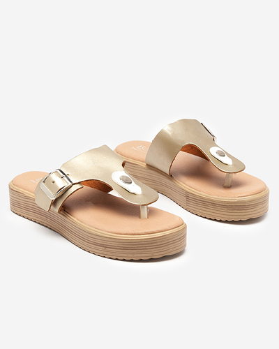 Золоті жіночі шльопанці на платформі Borico