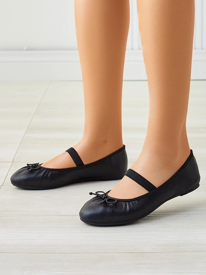 Royalfashion Dámské baleríny s mašlí a elastikou Evsal