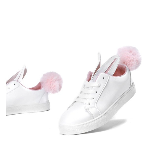 Білі кросівки Prenoea з вушками та помпоном - Взуття