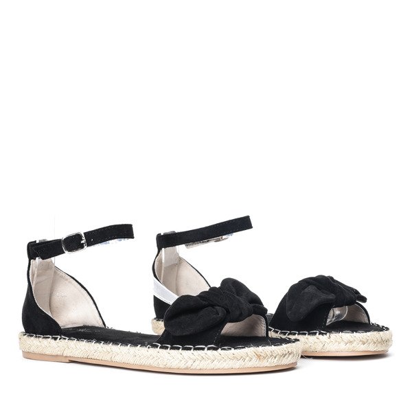 Czarne sandały z kokardką Ria - Obuwie