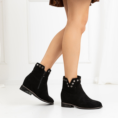 Чорні жіночі ботильйони на прихованій танкетці Mni