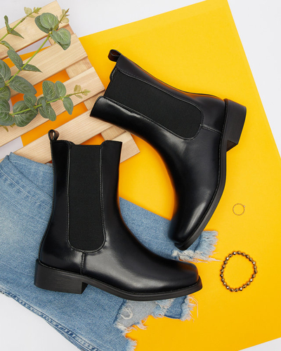 OUTLET Černé dámské vysoké kozačky s hranatou špičkou Sudis- Obuv