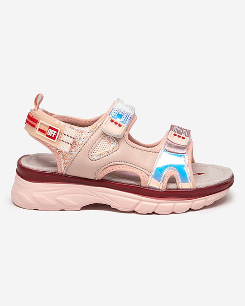 Дитячі рожеві босоніжки з різнокольоровими вставками Murino - Взуття