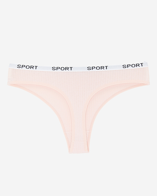 Світло-рожеві жіночі трусики стринги в рубчик - Нижня білизна