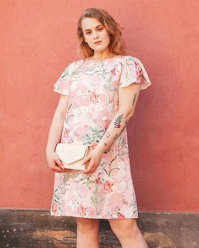 Жіноча рожева сукня трапецієподібної форми - Одяг