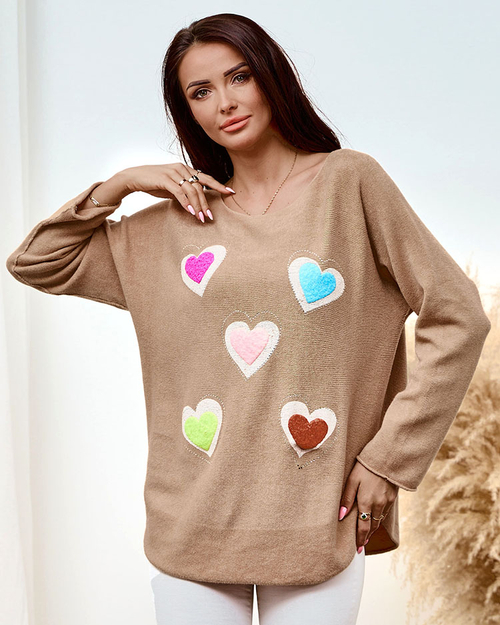 Royalfashion Тонкий жіночий светр з сердечками
