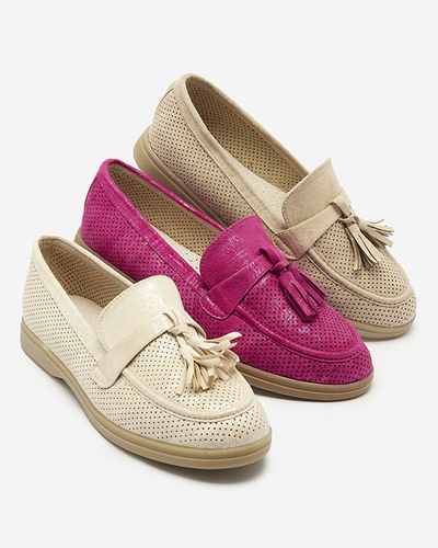 Кремові жіночі мокасини з декором Parffes- Footwear