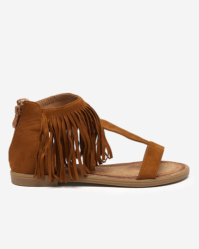 OUTLET Dámské sandály s třásněmi velbloudí Clov- Shoes