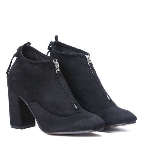 Czarne botki na słupku Gloria - Obuwie