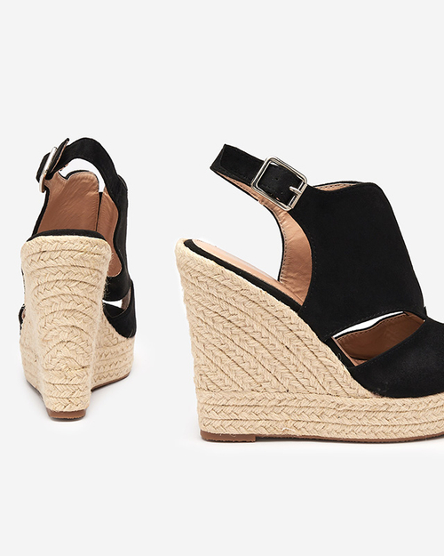 Чорні жіночі босоніжки на танкетці Devof