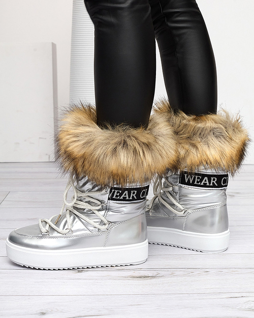 Жіночі сріблясті лаковані чоботи Fursav - Взуття