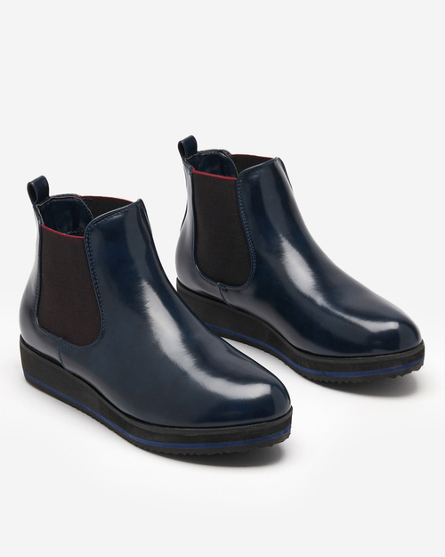 Сині жіночі чобітки на танкетці Stasia