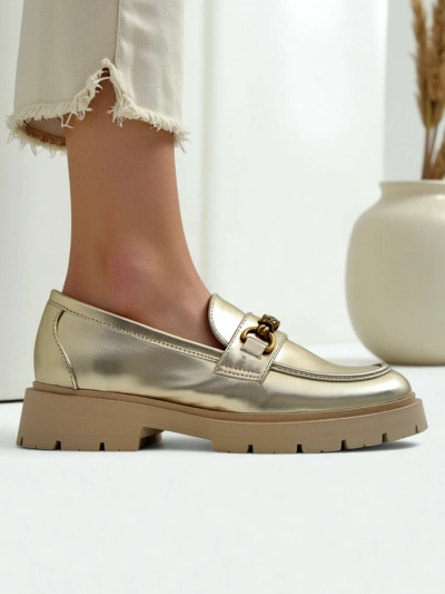Royalfashion dámské mokasíny pozlacené Goldlove