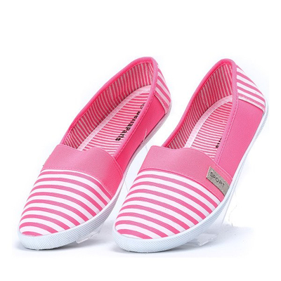 Różowo-białe neonowe slip on w paski Amaya - Obuwie