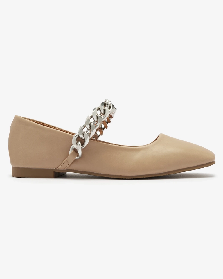 Béžové dámské baleríny s řetízkem Serima - Obuv