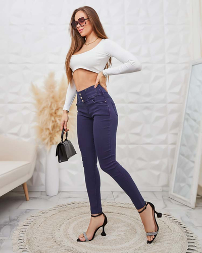 Жіночі брюки-теггінг Royalfashion з декоративними ґудзиками