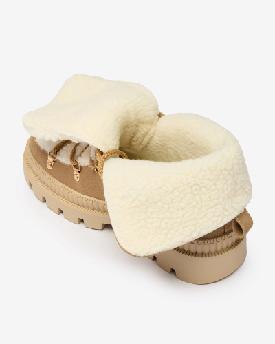 Royalfashion Béžové dámské zateplené traperky s ovčí kůží Lery Walk