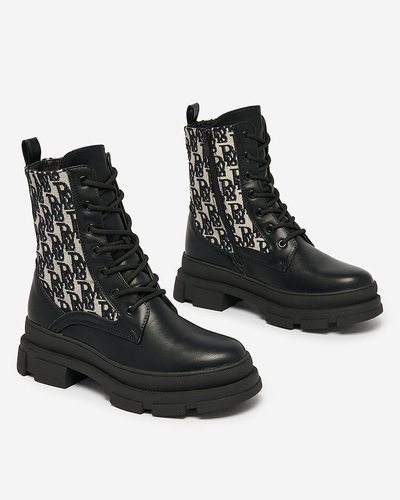 Royalfashion Černo-béžové dámské bagančata na plochém podpatku Ufitto