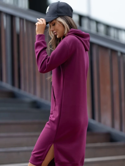 Royalfashion Teplákové viskózové šaty s kapucí