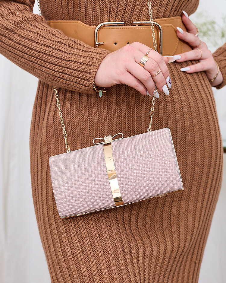 Royalfashion Růžovo-zlatá dámská spojovací kabelka