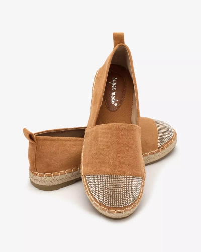 OUTLET Royalfashion Světle hnědé dámské espadrilky se zirkony Iterica