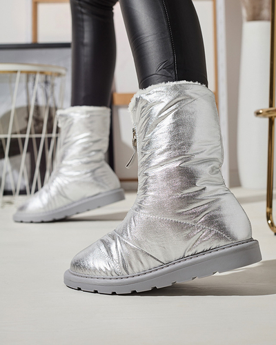 Stříbrné dámské boty a'la snow boots Tirigga- Obuv