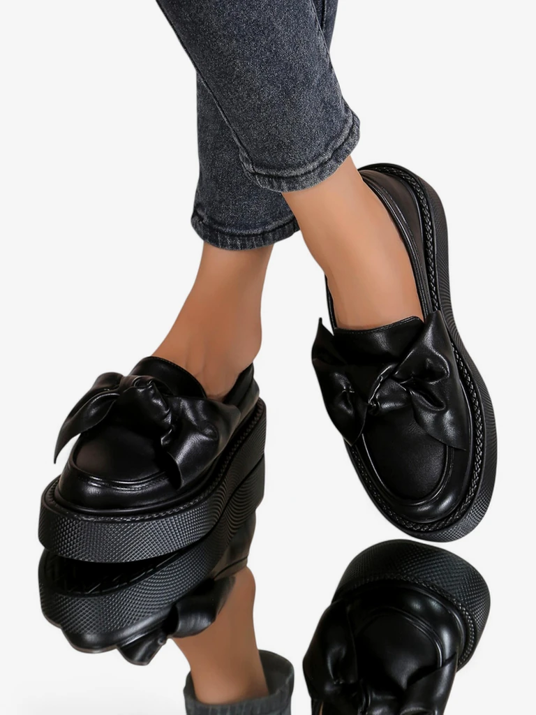 Royalfashion Elegantní dámské mokasíny s mašlí Ortto