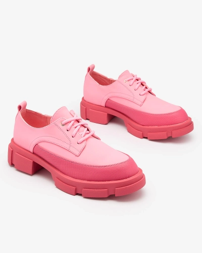 Royalfashion růžové Dámské matné polobotky na pevné podrážce Trendy Chunky