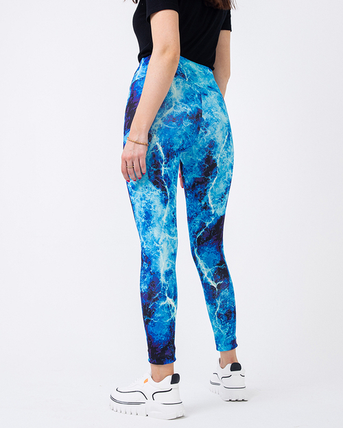 Сині легінси з високою талією та візерунком