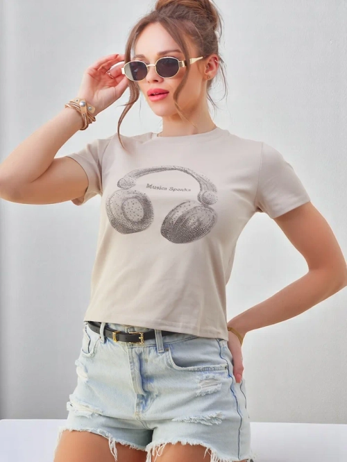 Royalfashion жіноча бавовняна футболка з принтом музичного мовлення