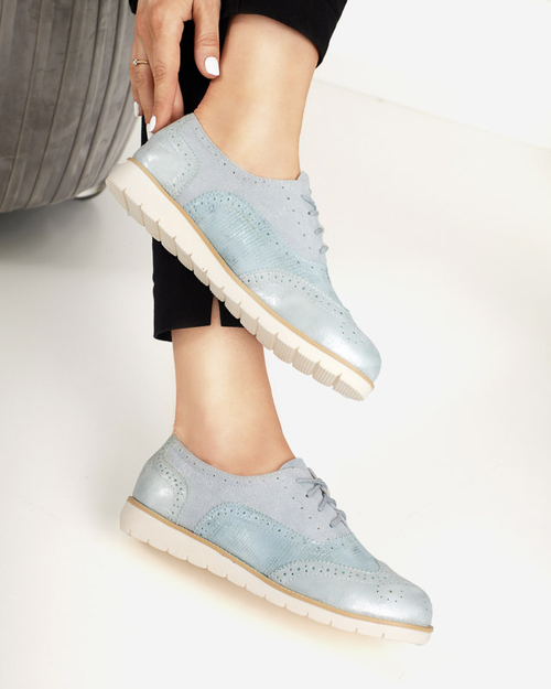 Блакитні жіночі туфлі на шнурівці Isdiohra