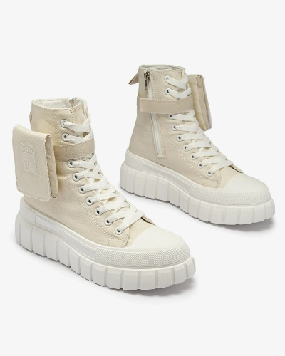 Бежеві жіночі кеди на високій платформі Uprella - Взуття