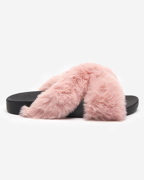 Шльопанці з хутром рожевого кольору Mashte