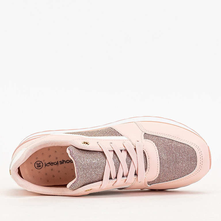 Růžové dámské sportovní tenisky se třpytkami Berilan - Obuv