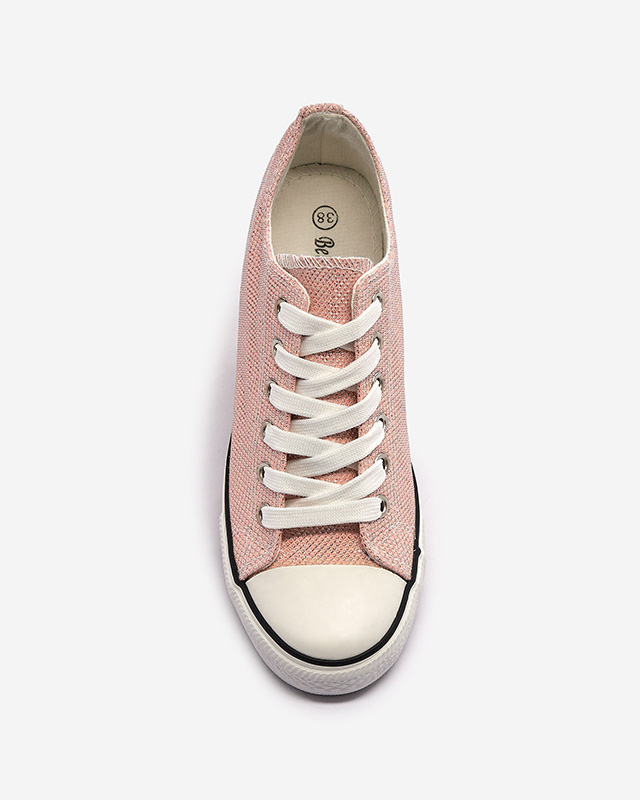 Růžové dámské tenisky na skryté kotvě s lesklou nití Seggat- Obuv