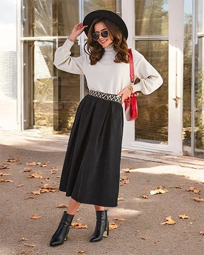 Жіноча міді-спідниця Royalfashion а ля вельвет