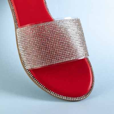 Červené dámské pantofle se zirkony Verina - obuv