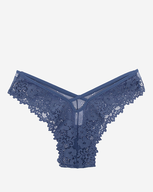 Жіночі темно-сині бразильські мереживні трусики - Нижня білизна