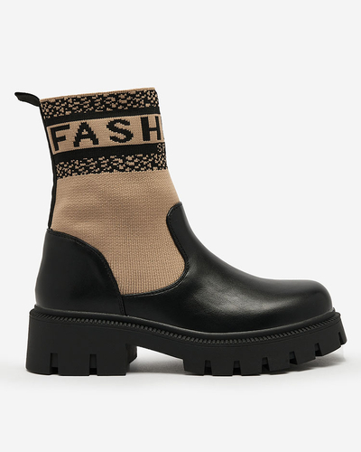 Royalfashion Світло-коричневі жіночі черевики з тканинним верхом Fahione